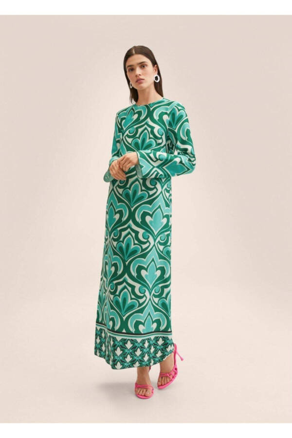 Patterned Cut-out Detail Dress - 2