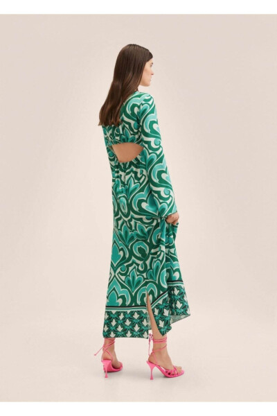 Patterned Cut-out Detail Dress - 4