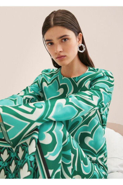 Patterned Cut-out Detail Dress - 6