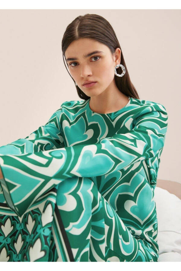 Patterned Cut-out Detail Dress - 6