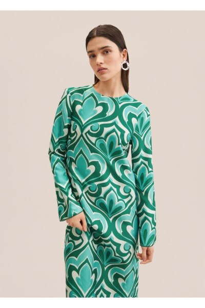 Patterned Cut-out Detail Dress - MANGO WOMAN