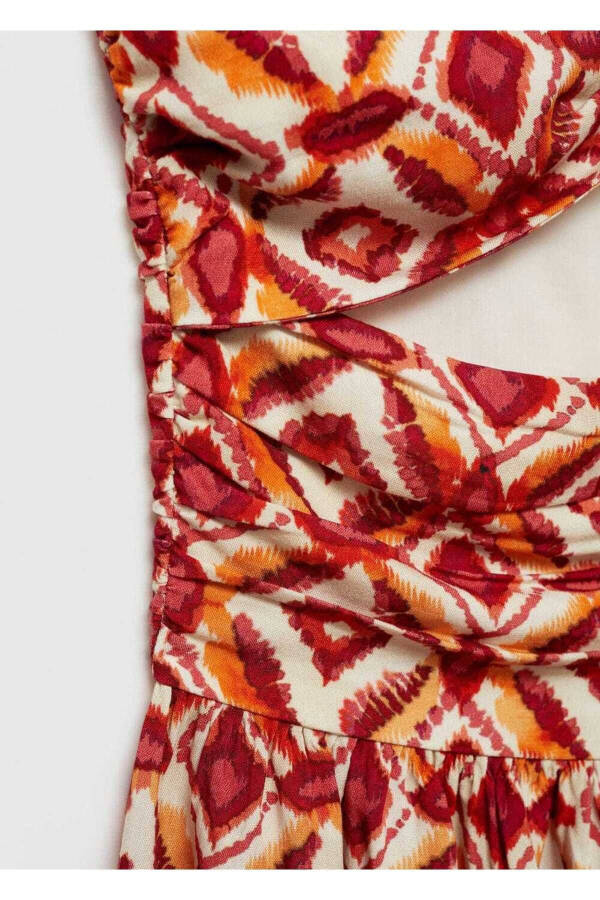 Patterned Cut-Out Detail Dress - 4