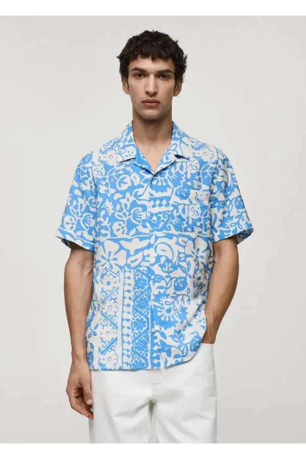 Patterned Draped Regular Fit Shirt - 1