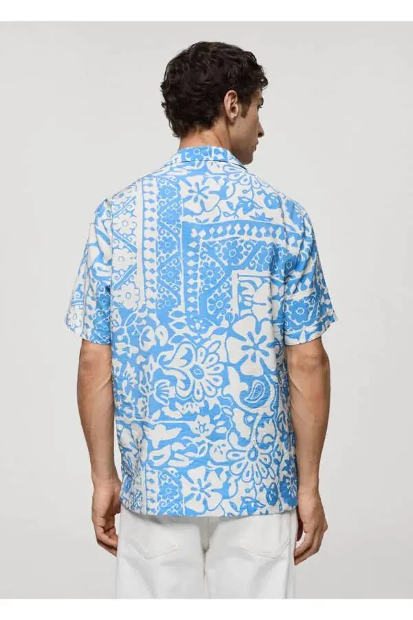 Patterned Draped Regular Fit Shirt - 4