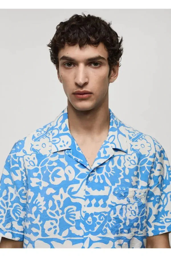 Patterned Draped Regular Fit Shirt - 7