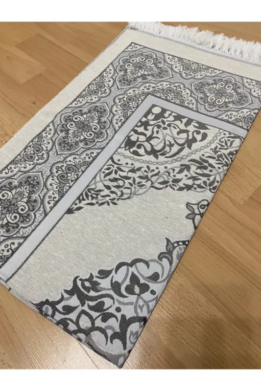 Patterned Fringe Gift Sachet Taffeta Grey Rug - 3