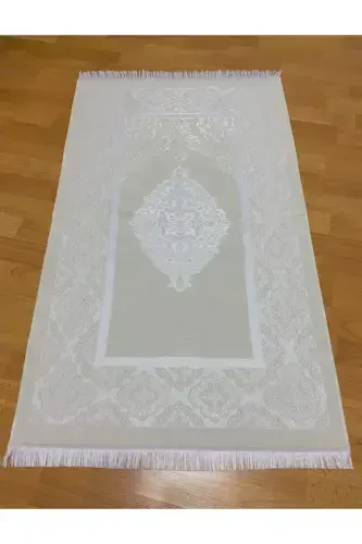 Patterned Fringed Gift Bundle Taffeta Cream Prayer Rug-CREAM - 1