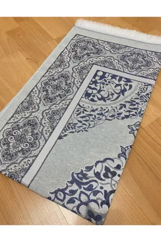 Patterned Fringed Gift Bundle Taffeta Navy Prayer Rug-NAVY - 3