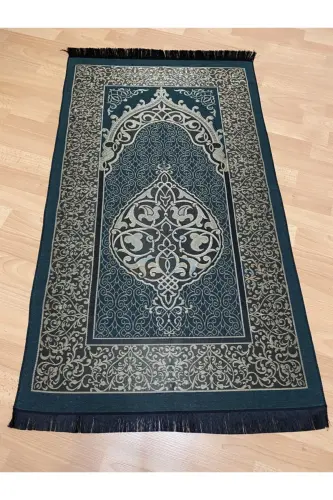 Patterned Fringed Souvenir Bundle Taffeta Green Prayer Rug-GREEN - AYHANHOME (1)