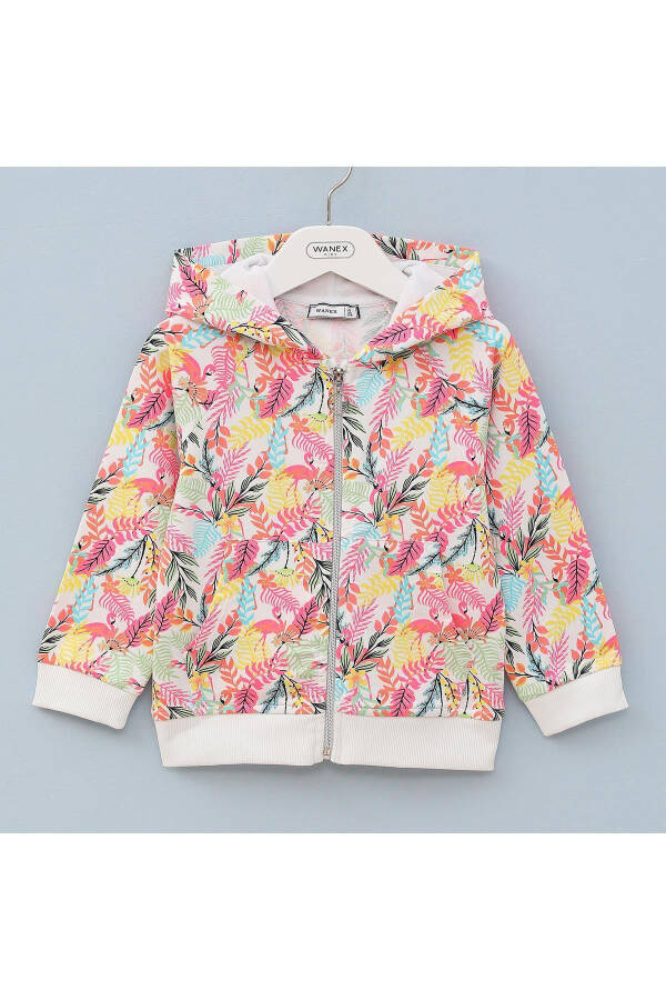 Patterned Girls Hooded Sweatshirt - 23078 - Flamingo - 1