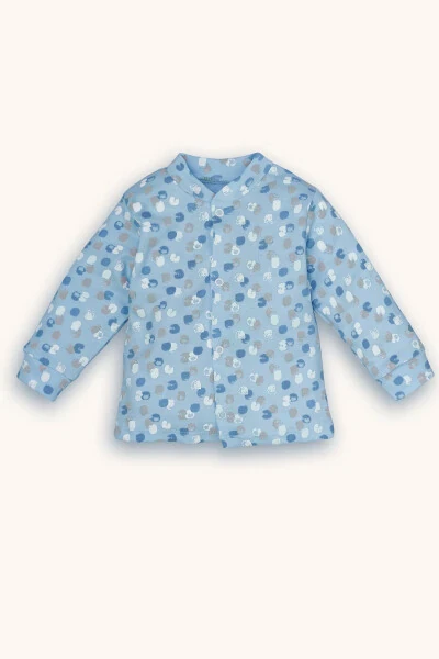 Patterned Hat, Snap Button Top And Pants 3 Piece Suit - BEBIZU (1)