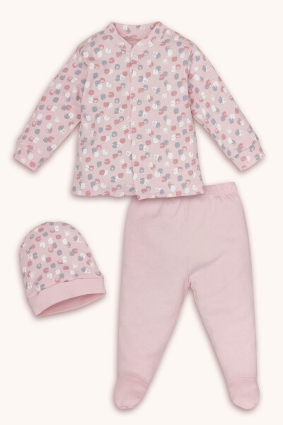Patterned Hat, Snap-on Top And Pants 3-Piece Set - BEBIZU