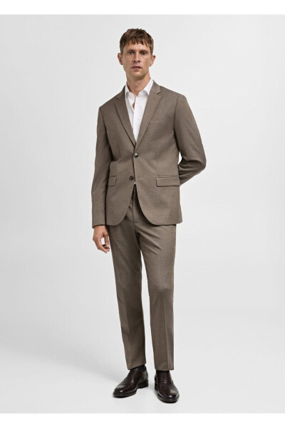 Patterned Herringbone Super Slim Fit Blazer Jacket - MANGO MAN (1)