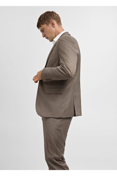 Patterned Herringbone Super Slim Fit Blazer Jacket - 6