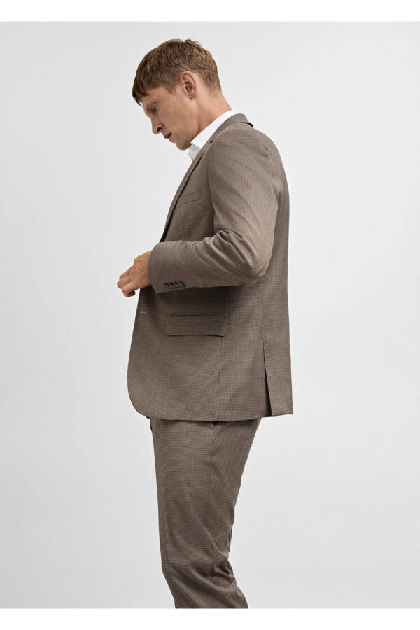 Patterned Herringbone Super Slim Fit Blazer Jacket - 6