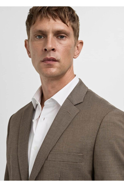 Patterned Herringbone Super Slim Fit Blazer Jacket - 7