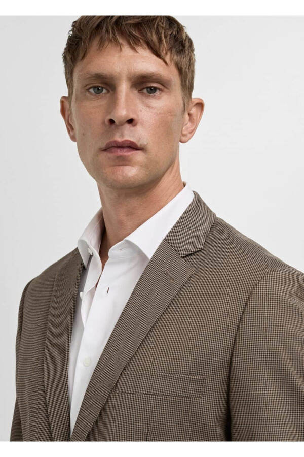 Patterned Herringbone Super Slim Fit Blazer Jacket - 7