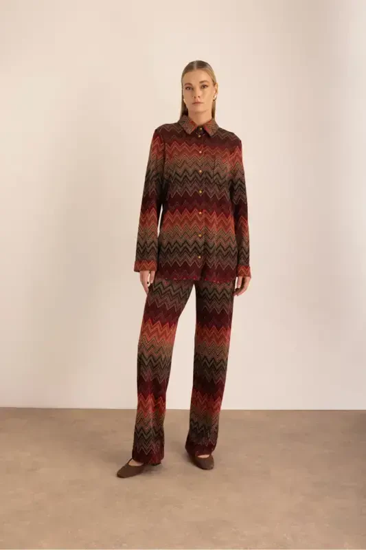 Patterned Knitted Pants - 1