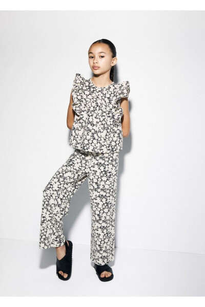 Patterned Linen Trousers - MANGO KIDS