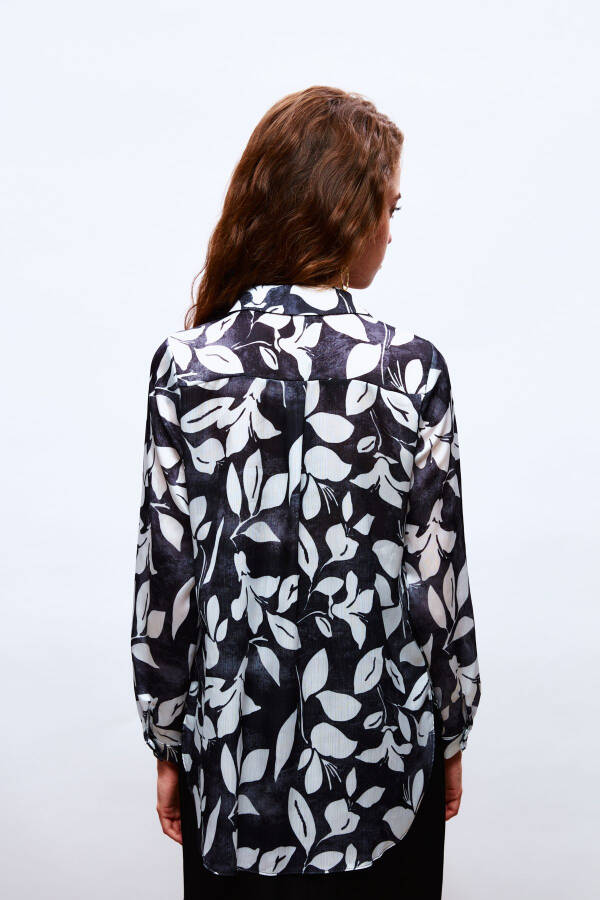 Patterned Long Shirt - BLACK - 7