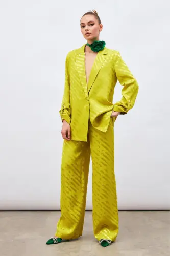 Patterned Loose Pants - Oil Green-OIL GREEN 