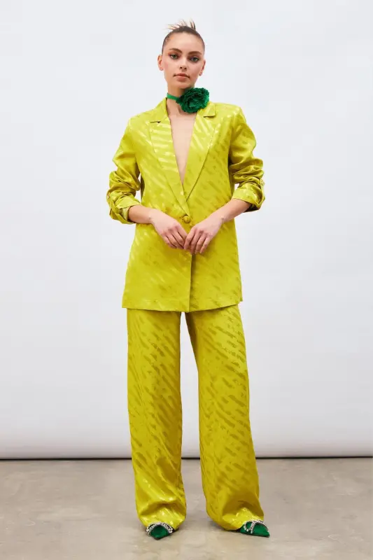 Patterned Loose Pants - Oil Green-OIL GREEN - 2