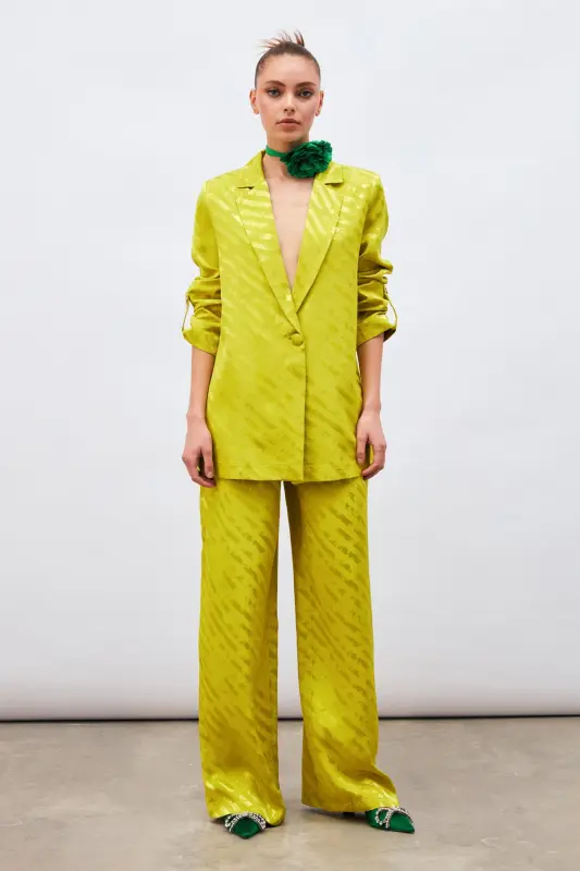 Patterned Loose Pants - Oil Green-OIL GREEN - 3