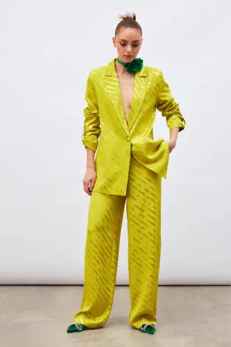 Patterned Loose Pants - Oil Green-OIL GREEN - 4