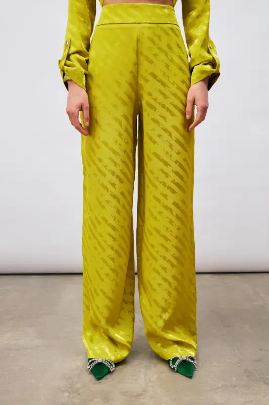 Patterned Loose Pants - Oil Green-OIL GREEN - 6