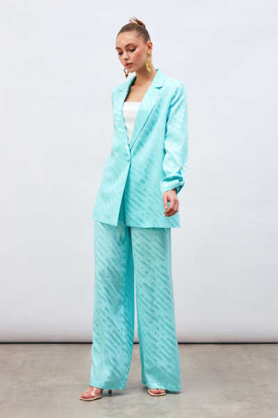 Patterned Loose Pants - Turquoise - 1