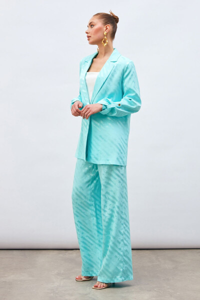 Patterned Loose Pants - Turquoise - 4