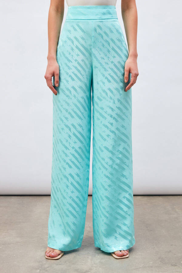 Patterned Loose Pants - Turquoise - 6