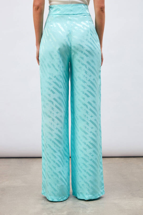 Patterned Loose Pants - Turquoise - 8