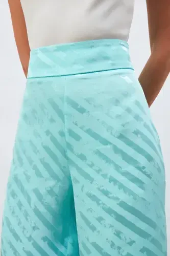 Patterned Loose Pants - Turquoise - 7
