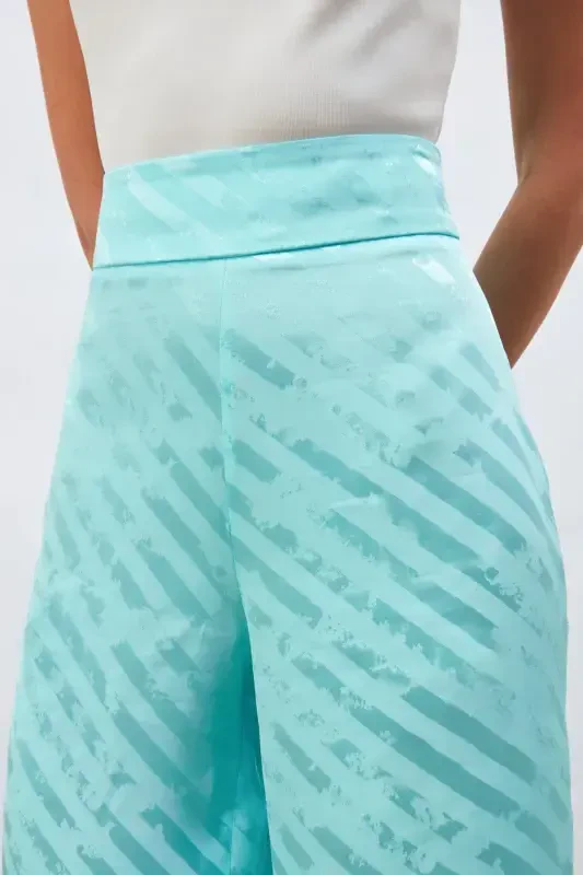 Patterned Loose Pants - Turquoise - 7