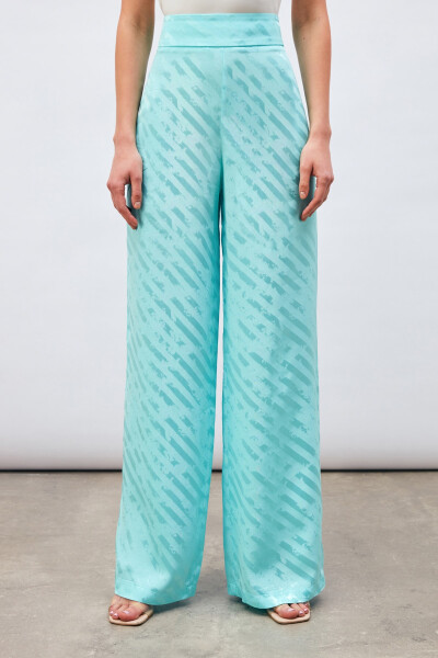 Patterned Loose Pants - Turquoise - 14