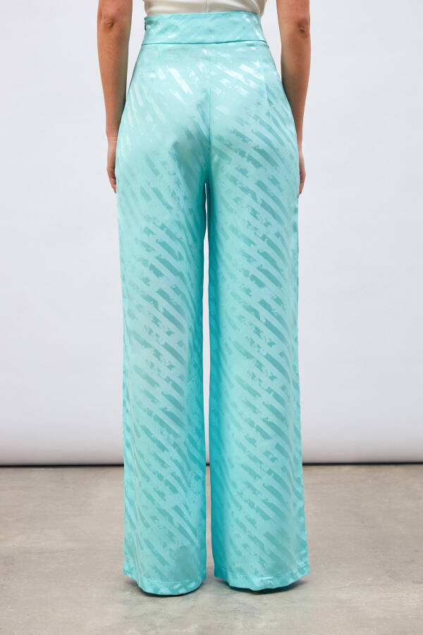 Patterned Loose Pants - Turquoise - 16