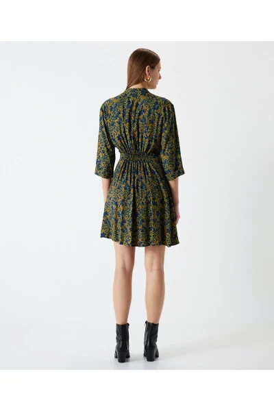 Patterned mandarin collar dress - 6