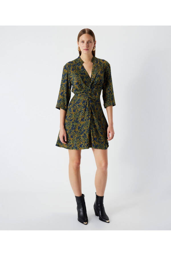 Patterned mandarin collar dress - 5