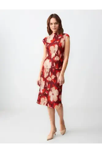 Patterned Normal Waist Floral Patterned Knitted Midi Skirt - 1