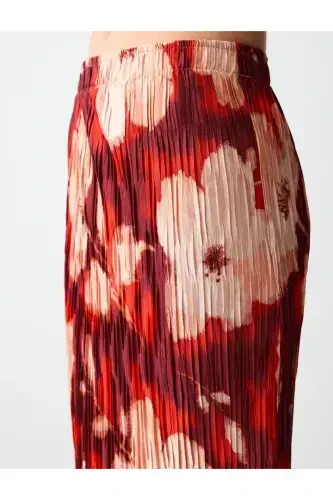 Patterned Normal Waist Floral Patterned Knitted Midi Skirt - 4