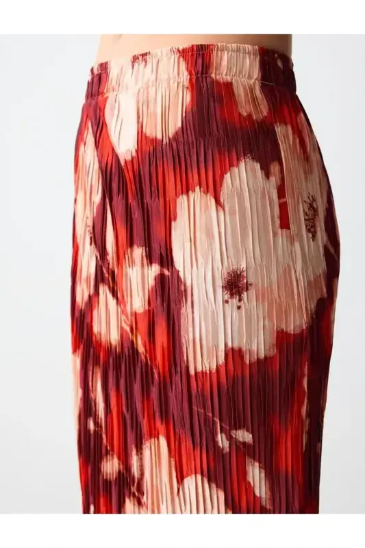 Patterned Normal Waist Floral Patterned Knitted Midi Skirt - 4