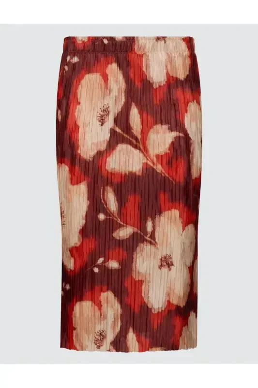 Patterned Normal Waist Floral Patterned Knitted Midi Skirt - 6