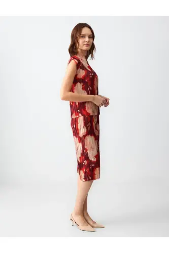 Patterned Normal Waist Floral Patterned Knitted Midi Skirt - JIMMY KEY (1)