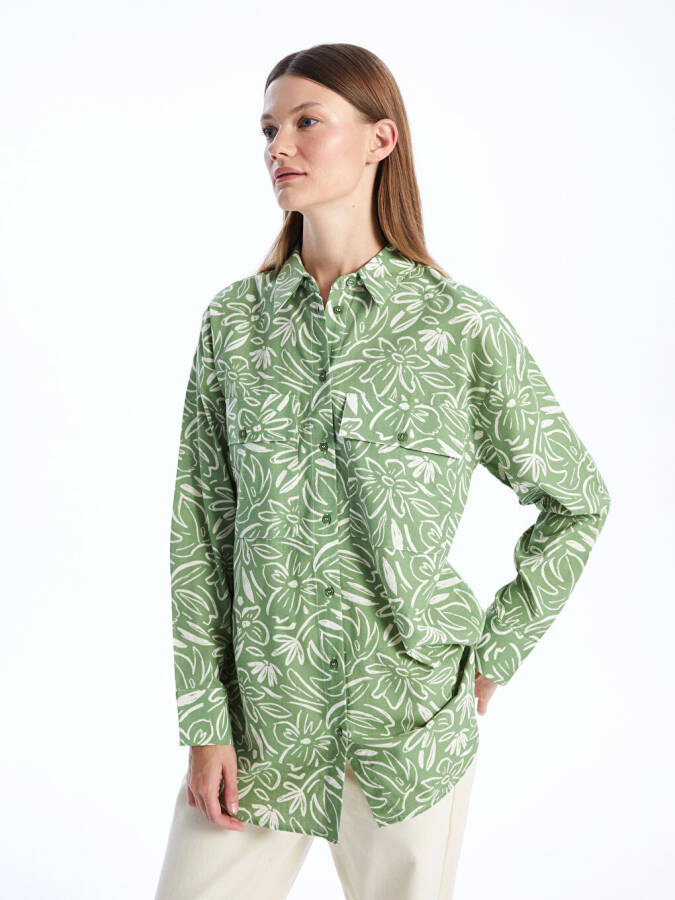 Patterned Oversize Women's Shirt Tunic - 8