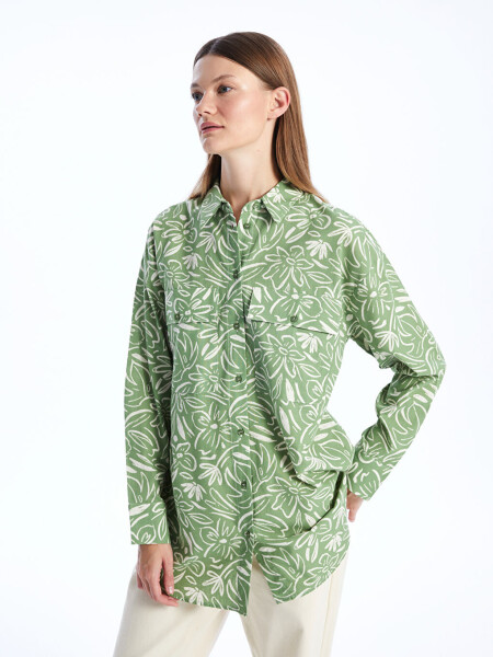 Patterned Oversize Women's Shirt Tunic - 1