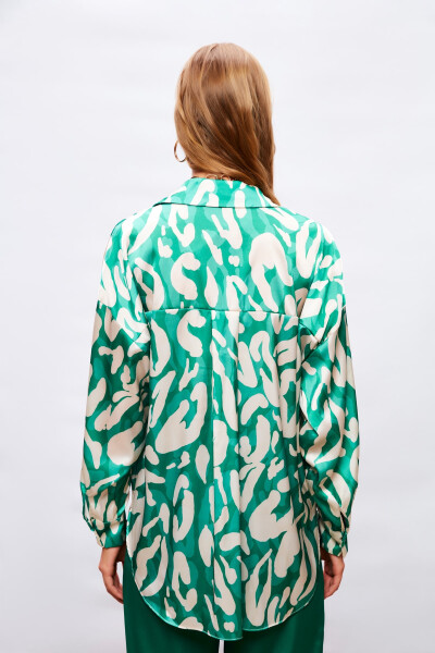 Patterned Oversized Shirt - GREEN - 12