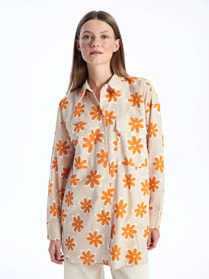 Patterned Oversized Women's Shirt Tunic - 8