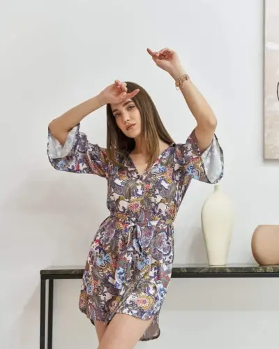 Patterned Patterned Shirt Dress - 4