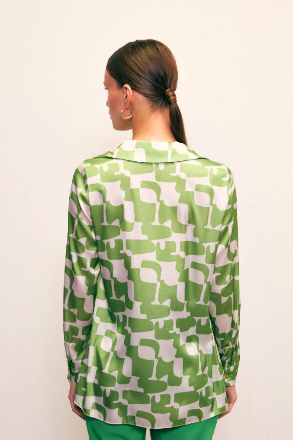 Patterned Plain Shirt - GREEN - 5